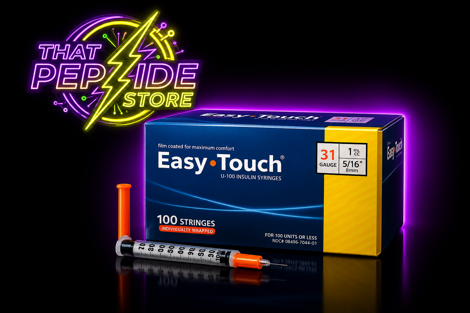 Easy Touch Insulin Syringes 10 Pack research peptide vial — lyophilized powder, ≥99% HPLC purity, third-party COA available. For research use only.