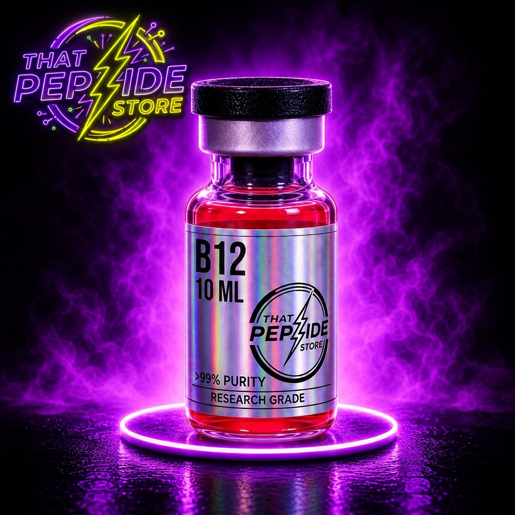 B12 10ml research peptide vial — lyophilized powder, ≥99% HPLC purity, third-party COA available. For research use only.