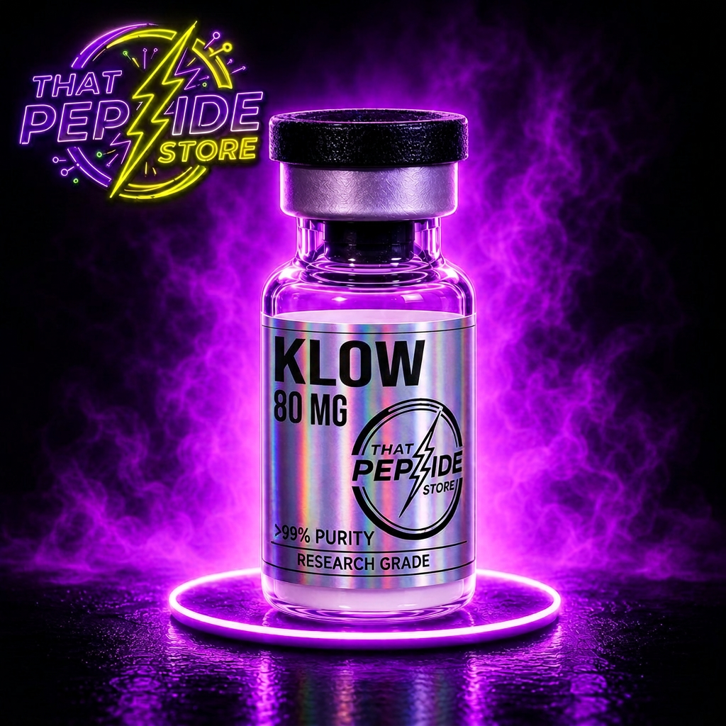 KLOW80 80mg research peptide vial — lyophilized powder, ≥99% HPLC purity, third-party COA available. For research use only.