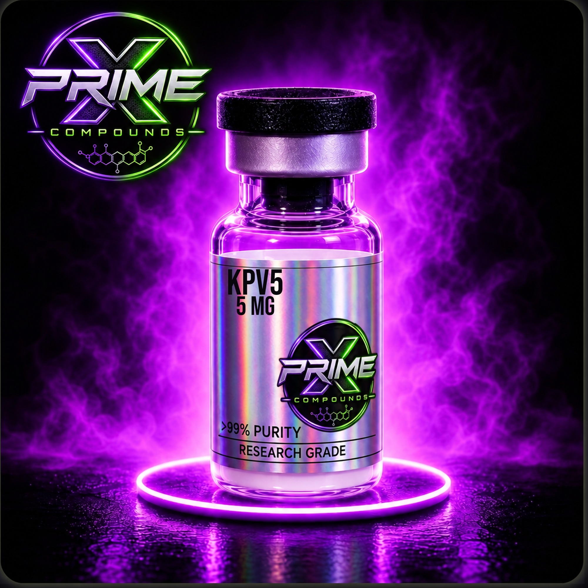 KPV 5mg research peptide vial — lyophilized powder, ≥99% HPLC purity, third-party COA available. For research use only.